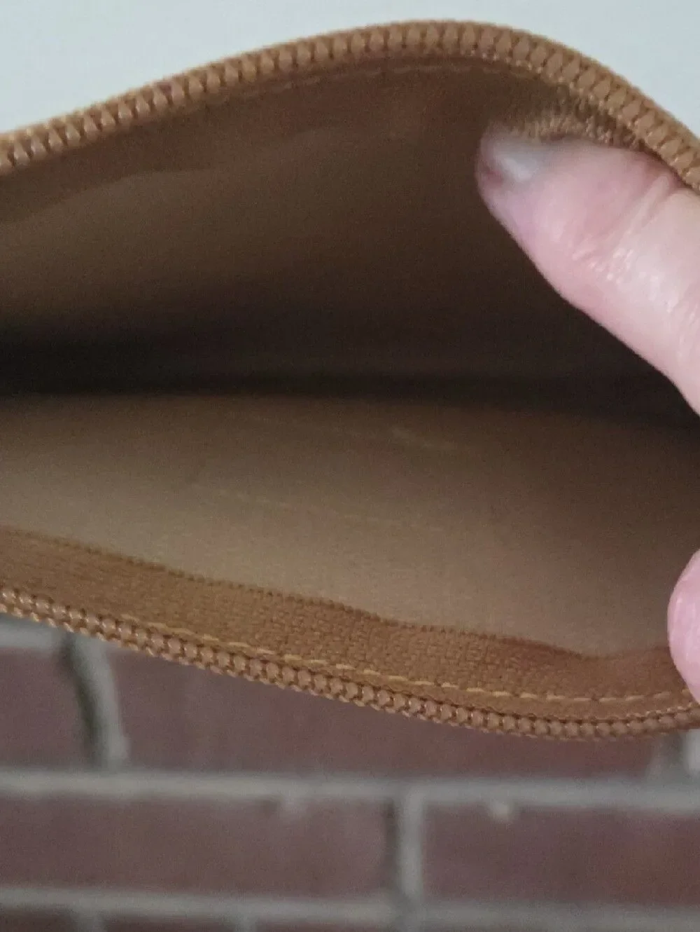 Alviero Martini Map-Print Zip Pouch in Tan and Brown